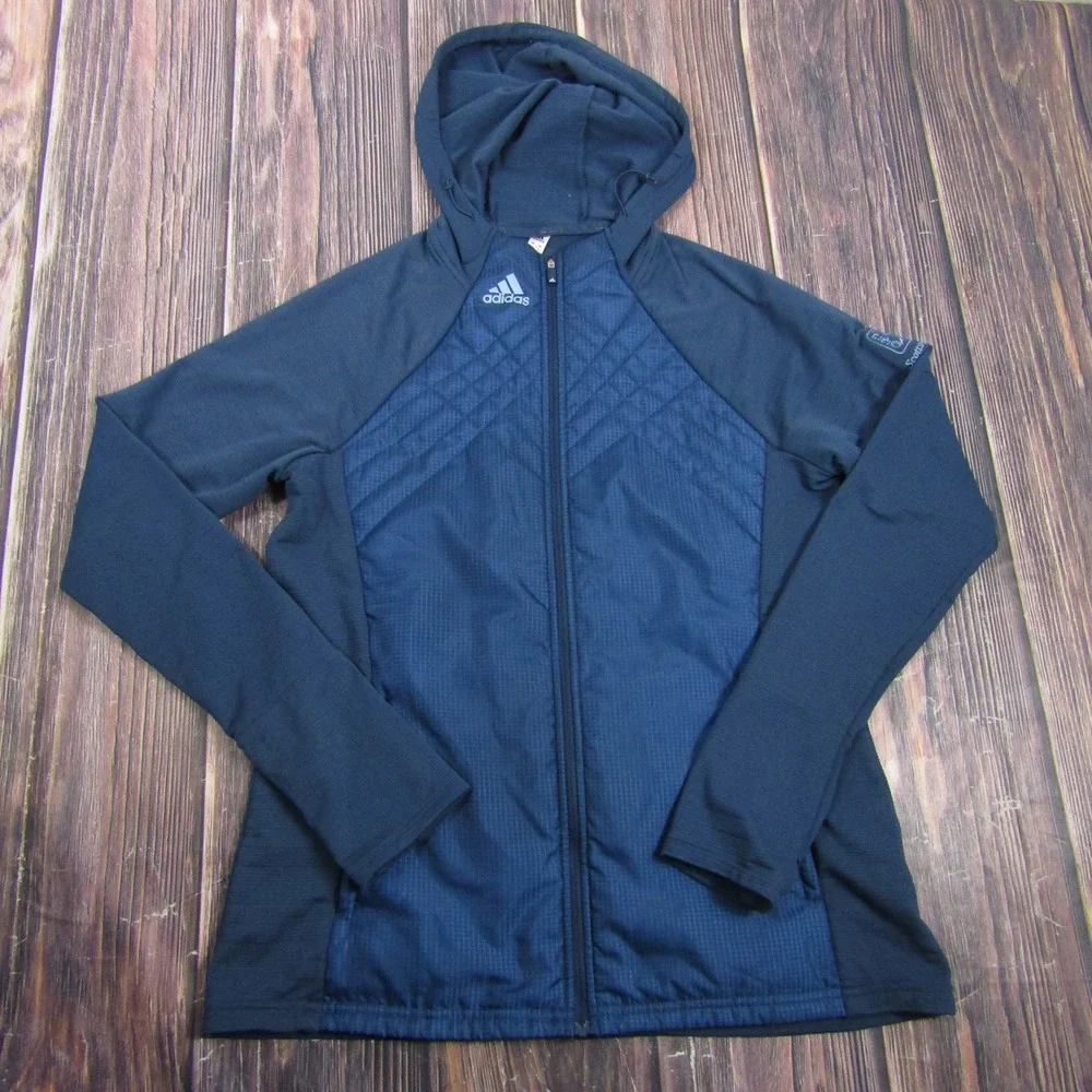 Adidas Full Zip Golf Hoodie Mens L Navy Blue TPC Scottsdale Quilted Jacket